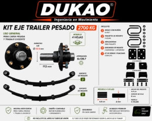 KIT EJE TRAILER PESADO 2700 KG DUKAO