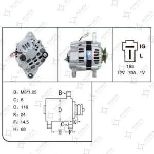 Alternador Hafei Zhongy 1000 DA465Q 2008-2012 70A
